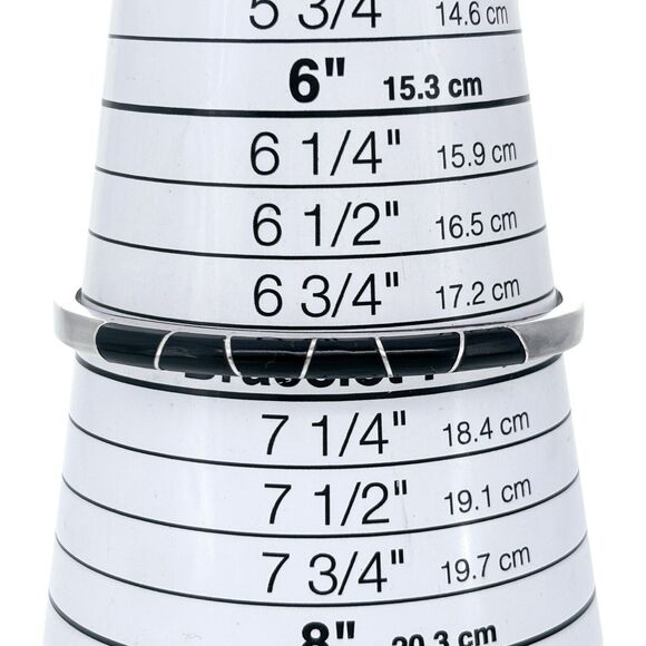 Vintage Sterling Silver 925 Mexico Black Resin Inlay Bangle Bracelet 6.75" - Picture 5 of 7